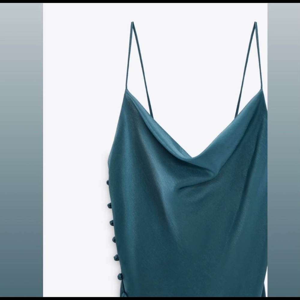 Zara Satin Lingerie Style Blue Dress - Picture 4 of 5